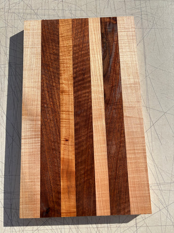 Figured maple and walnut cutting board (unfinished read description) #5011