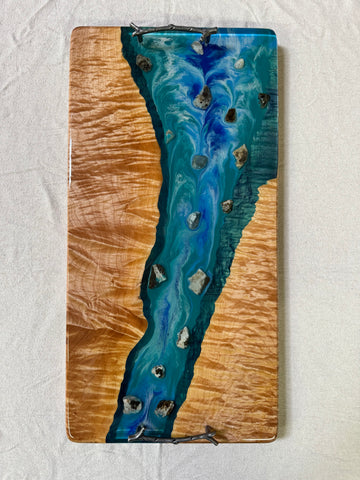 Epoxy & Curly Maple River Serving Tray EW1002