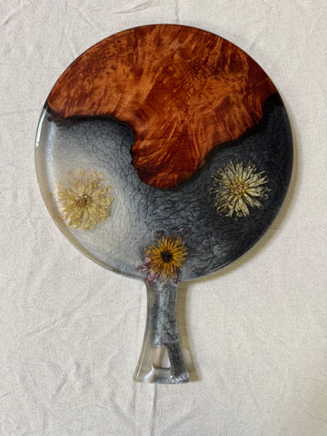 Redwood Dried Flowers & Epoxy Charcuterie Board with Handle #EW1007